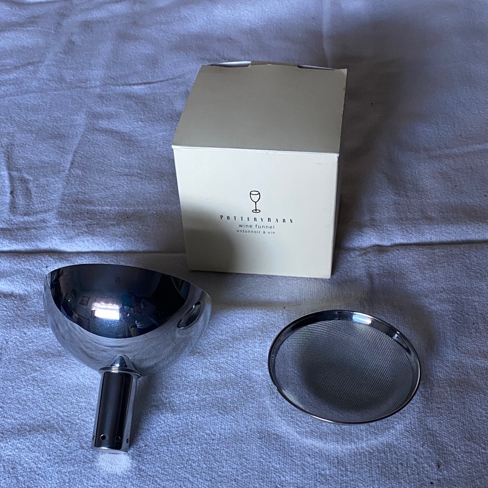 Pottery Barn stainless wine funnel with screen - New